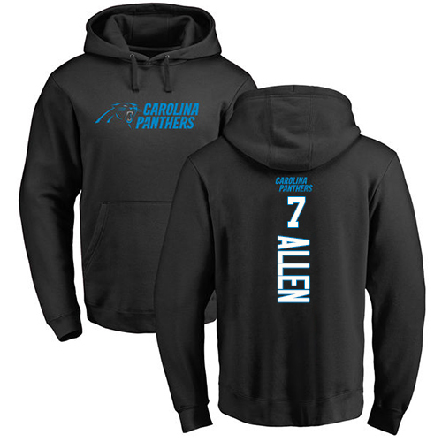 Carolina Panthers Men Black Kyle Allen Backer NFL Football #7 Pullover Hoodie Sweatshirts->nfl t-shirts->Sports Accessory